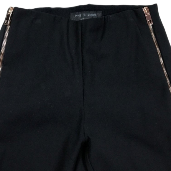 RAG & BONE Black Chapel Zip Legging Pants Size 4 Gold Hardware Designer EUC - Picture 5 of 11